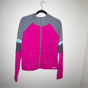 Justice Vibrant Pink and Gray Bomber Jacket